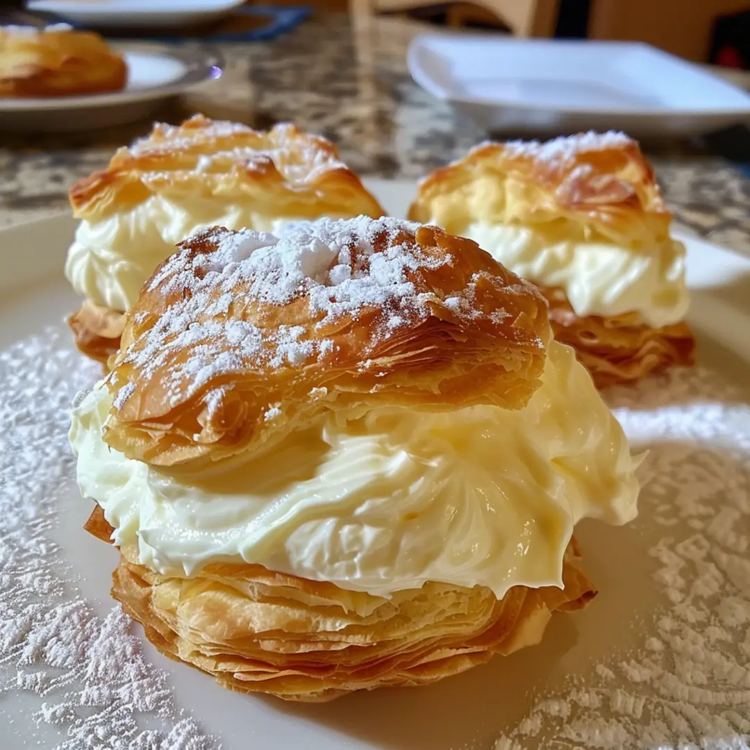 Golden, airy cream puffs with a luscious cream filling, perfect for any sweet craving.