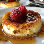 A rich and creamy Crème Brûlée Cheesecake with a golden caramelized sugar topping.