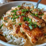Delicious Smothered Chicken and Rice served in a bowl.