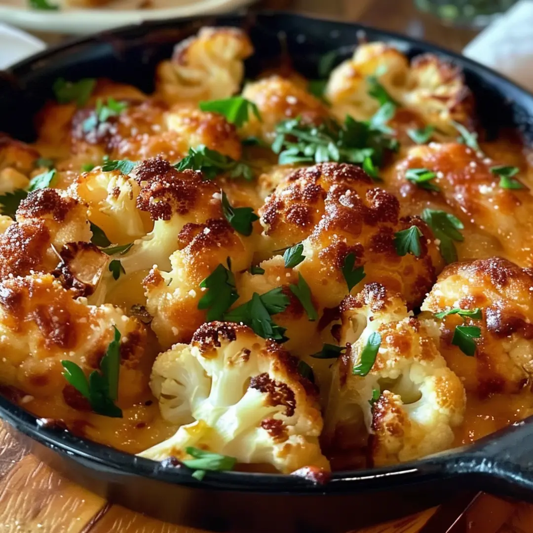 Healthy and easy cauliflower recipe served on a rustic plate, garnished with fresh herbs.