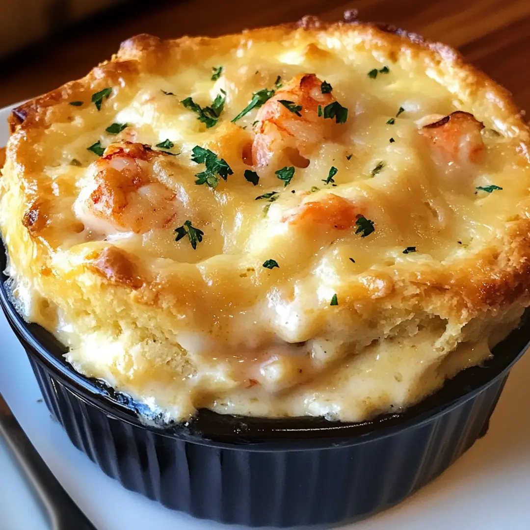 Golden Cheddar Bay Biscuit Seafood Pot Pie with creamy seafood filling.