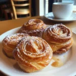 Freshly baked cruffins with a golden, flaky crust and a light, fluffy interior.