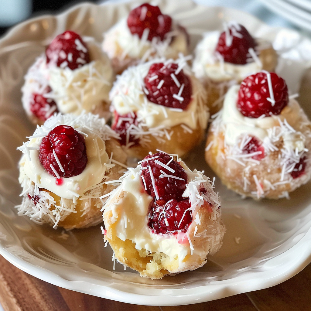 Flaky pastry filled with raspberry and cream cheese, perfectly bite-sized.
