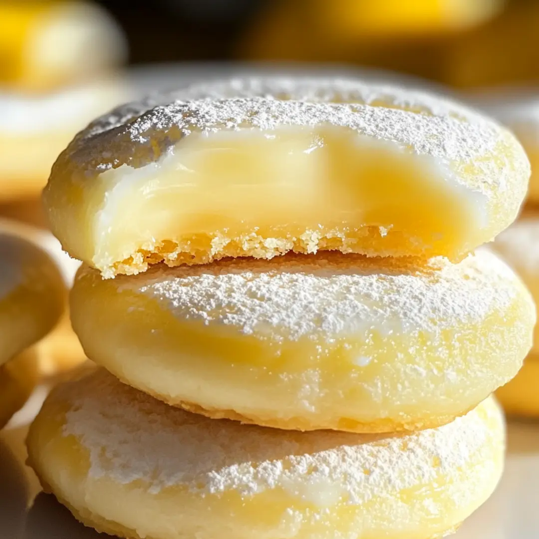 Lemon Butter Melts stacked on a plate, dusted with powdered sugar