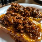 Texas Toast Sloppy Joes topped with savory beef and melted cheese.