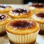 Elegant Vanilla Bean Crème Brûlée Cupcakes served on a dessert platter