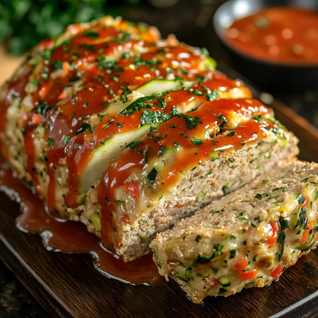 Delicious chicken meatloaf recipe served with mashed potatoes.