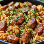 A warm and comforting sausage and rice dish, perfect for weeknight dinners.