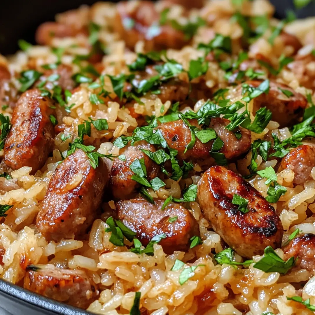 A flavorful one-pan sausage and rice recipe packed with spices and tender veggies.